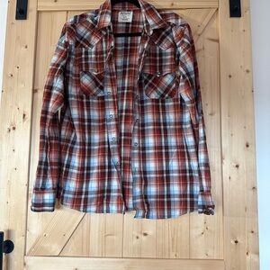 Ariat Brown and White Plaid Button-Down Shirt